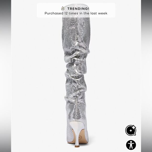NWT Michael Kors Silver Sequin Scrunch Boot size 8 - Picture 4 of 5